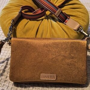 Consuela Metallic Gold Crossbody with Multicolor Strap